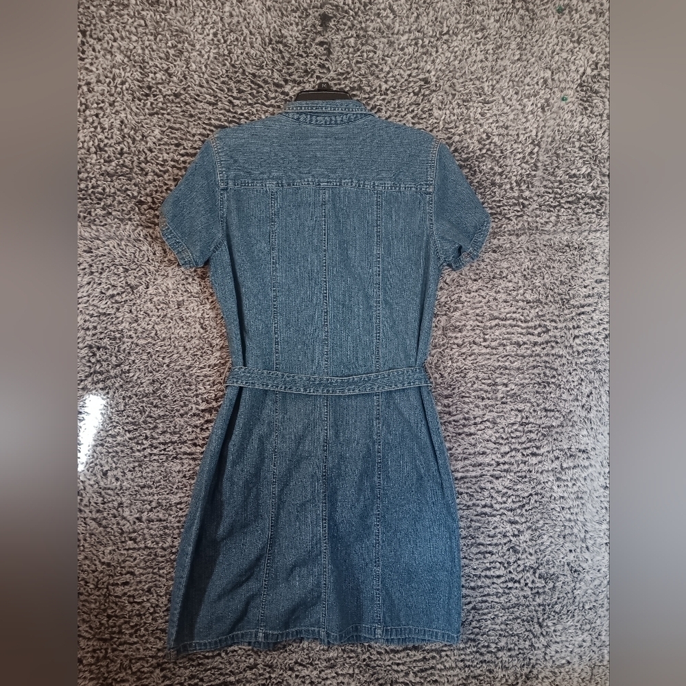 YK2 Faded Glory Dress Women 14 Blue Shirt Snap Belt Casual Denim Cotton VTG - Picture 7 of 7